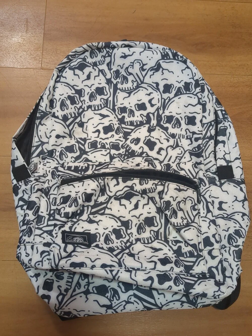 Lurking Class by Sketchy Tank Skulls Black & White Backpack Adjustable Straps
